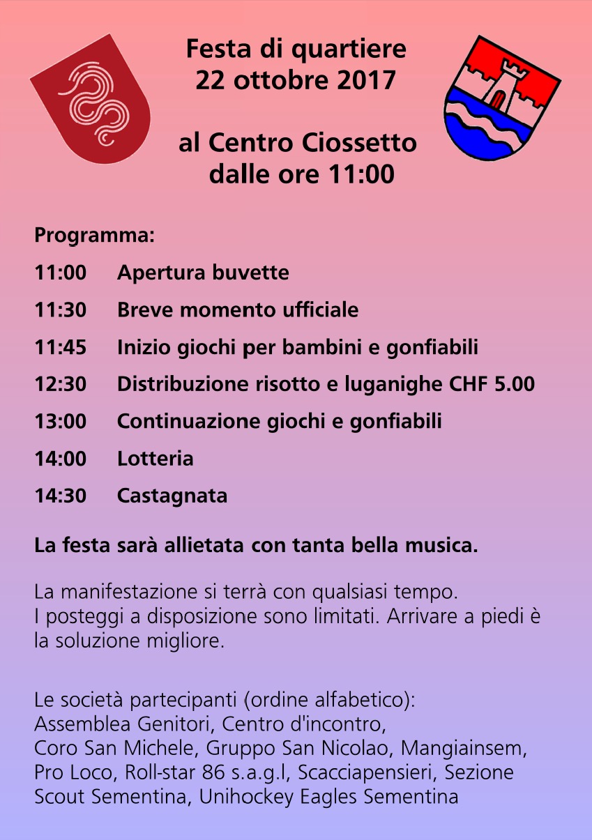 Festa di quartiere Sementina 2017 Festa di quartiere Sementina 2017